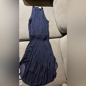 Lightweight navy blue dress with low cinched waist